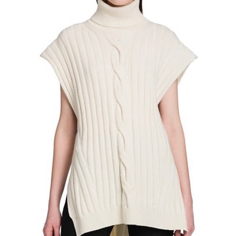 Alexander McQueen Cable Knit Sleeveless Turtleneck Sweater